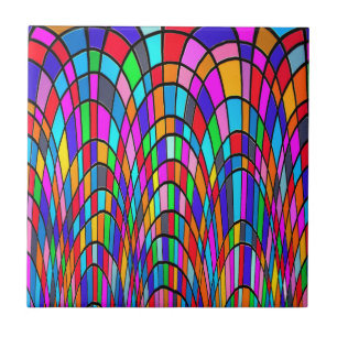 Multicolored Stained Glass Mosaic Abstract Art Tile