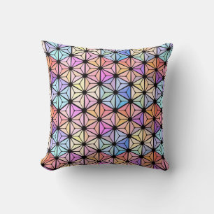 Multicolored stained-glass window throw pillow