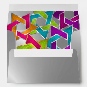 Multicolored Star of David Silver Envelope