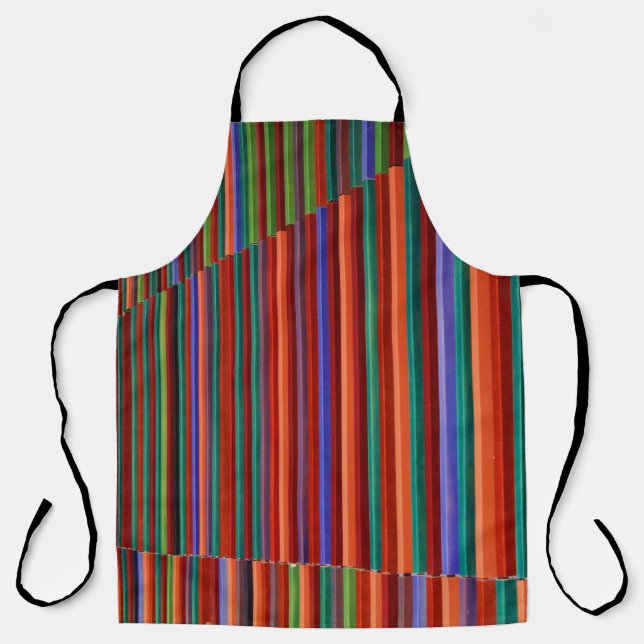 Multicolored striped illustration apron (Front)