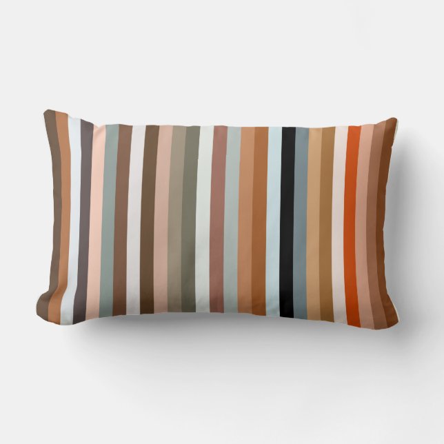 Multicolored Striped Pattern  Lumbar Pillow (Front)