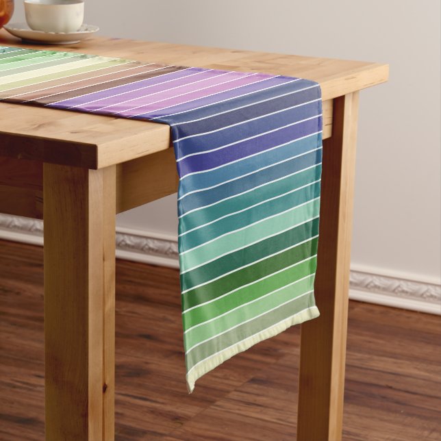 Multicolored Striped Pattern Short Table Runner (In Situ)