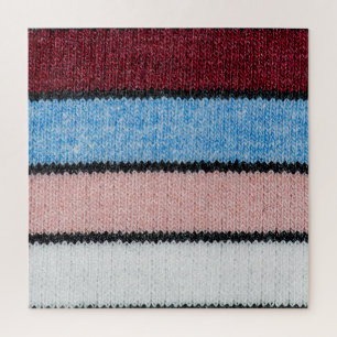Multicolored Striped Wool: Fabric Texture. Jigsaw Puzzle