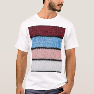 Multicolored Striped Wool: Fabric Texture. T-Shirt