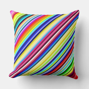 Multicolored Stripey Throw Pillow