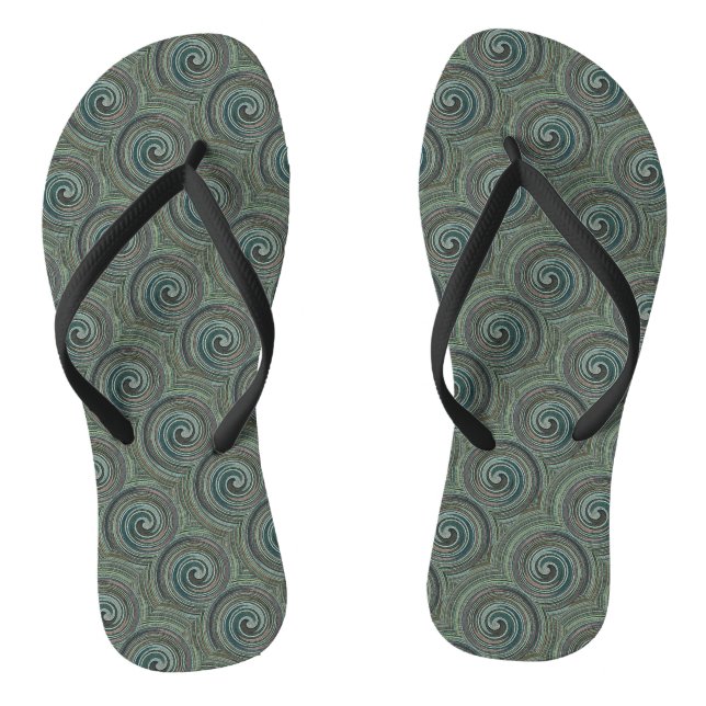 multicolored stripy swirls modern contempory flip flops (Footbed)