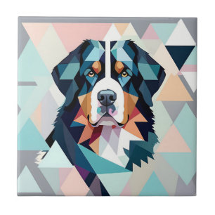 Multicolored stylish geometric bernese mountain tile