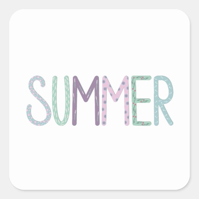 multicolored summer lettering square sticker (Front)