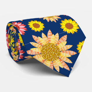 Multicolored sunflowers design tie
