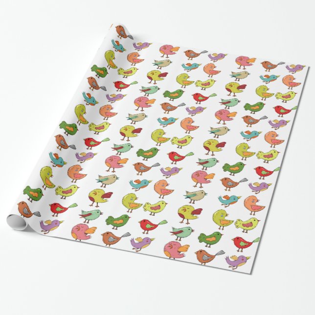 Multicolored Sweet Songbirds Thunder_Cove 1 Wrapping Paper (Unrolled)
