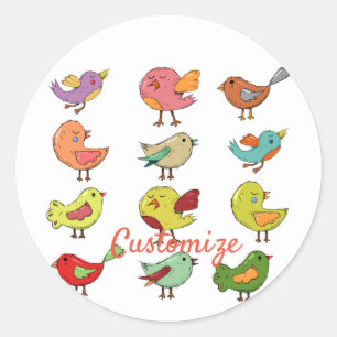 Multicolored Sweet Songbirds Thunder_Cove Classic Round Sticker
