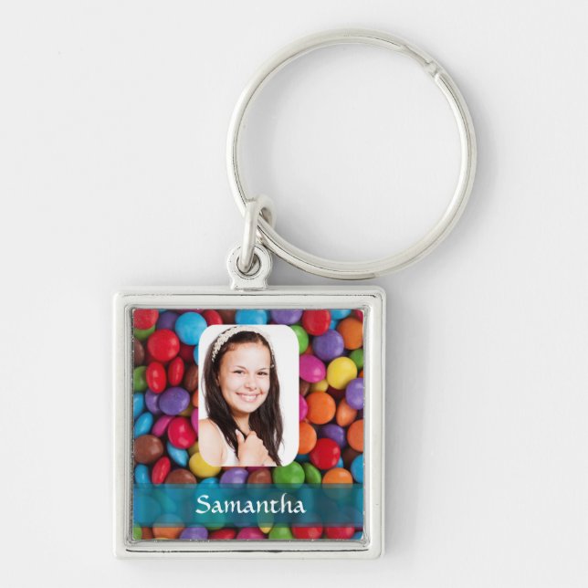 Multicolored sweets photo template keychain (Front)