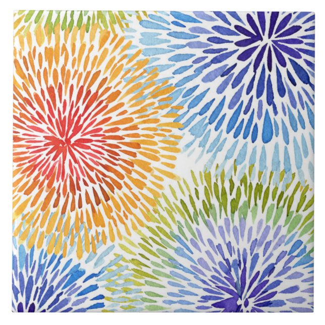 Multicolored tie dye bursts tile (Front)