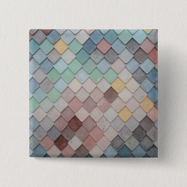 Multicolored Tiles 2 Inch Square Button (Front)
