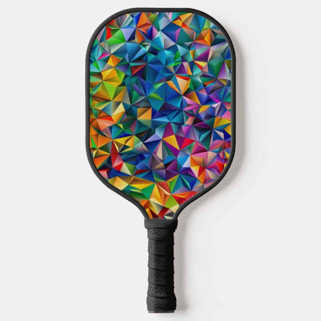Multicolored triangle shapes  pickleball paddle (Front)