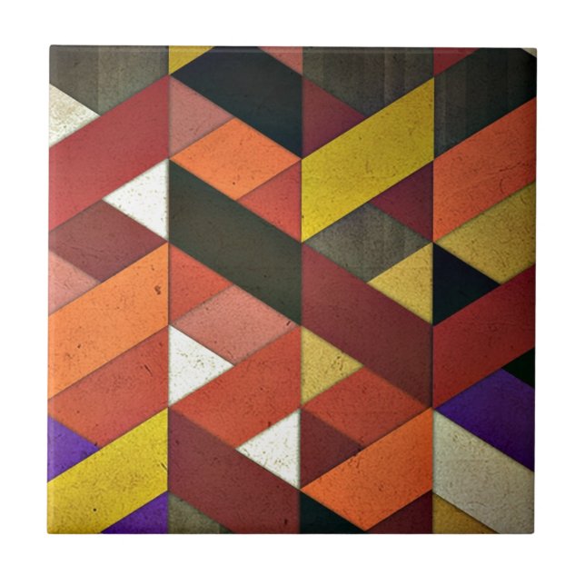 Multicolored Triangular Pattern Tile (Front)