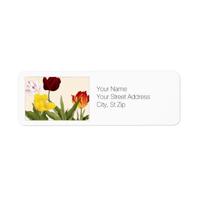 Multicolored Tulips, Botanical Art  Return Address (Front)