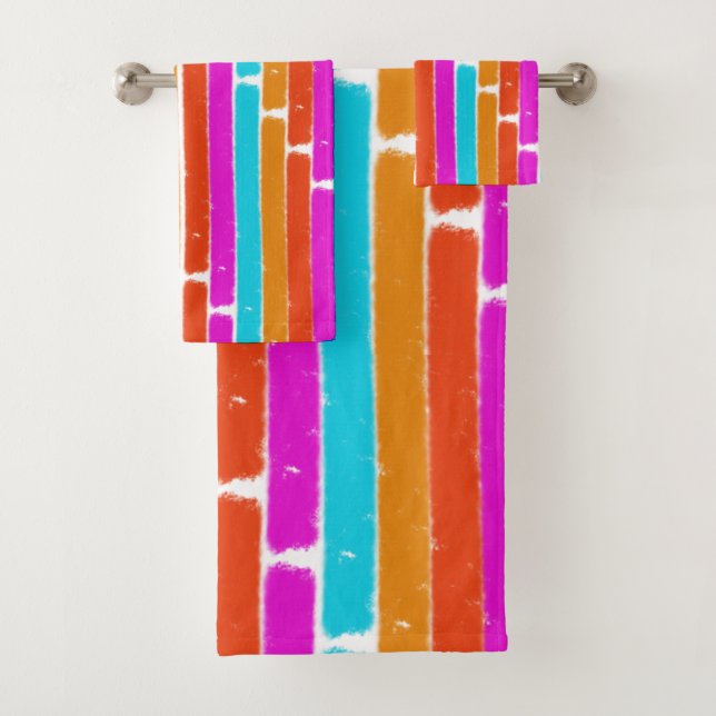 Multicolored Vibrant Stripes  - Towel Set (Insitu)
