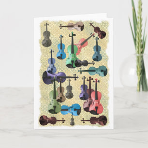 Multicolored Violin Wallpaper Card