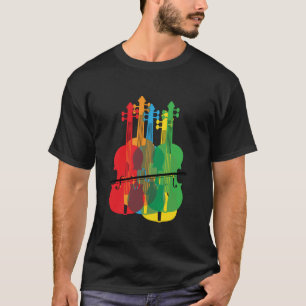 Multicolored Violins Birthday Gift For Musicians L T-Shirt