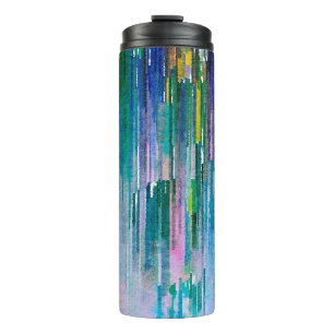 Multicolored watercolor artwork thermal tumbler
