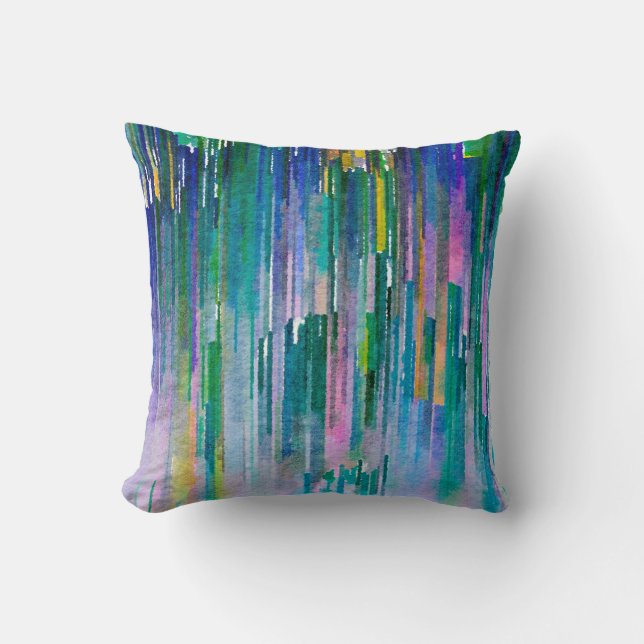 Multicolored watercolor artwork throw pillow (Front)
