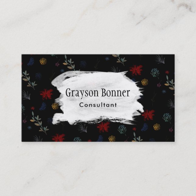 Multicolored Watercolor Botanical Pattern 01b Business Card (Front)