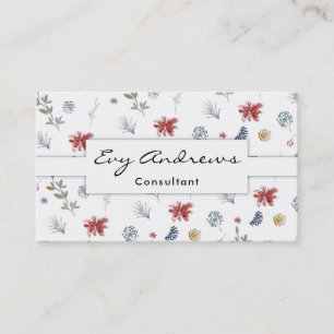 Multicolored Watercolor Botanical Pattern 01c Business Card