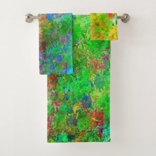 Multicolored Watercolor Design Bath Towel Set