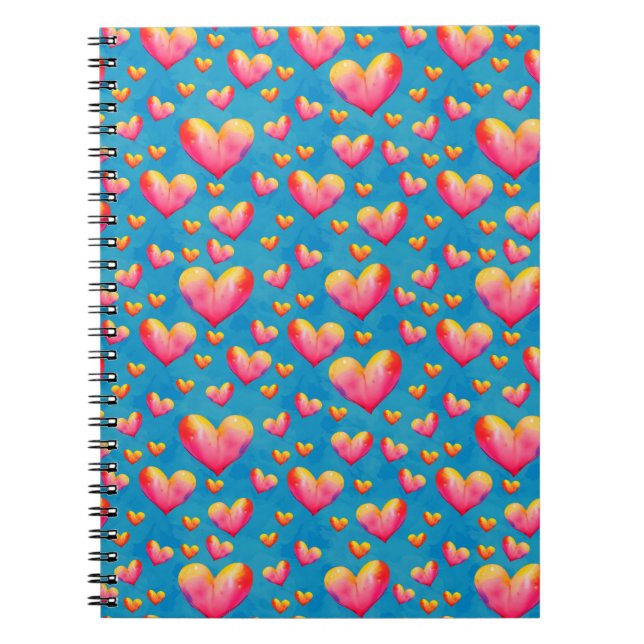 Multicolored Watercolor Hearts Notebook (Front)