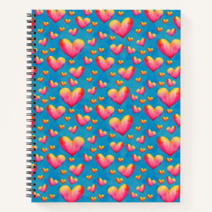 Multicolored Watercolor Hearts Spiral Notebook