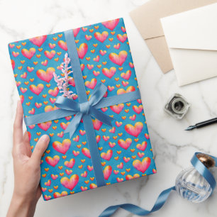 Multicolored Watercolor Hearts Wrapping Paper