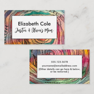 Multicolored Watercolor & Ink Abstract Mommy Business Card