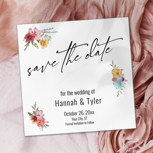 Multicolored Watercolor Meadow Wildflower Boho Save The Date (Creator Uploaded)