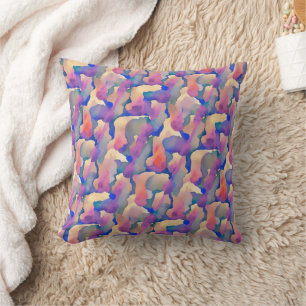 Multicolored Watercolor Pattern - Throw Pillow