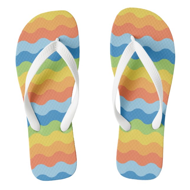 Multicolored Waves Pattern Flip Flops (Footbed)