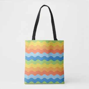 Multicolored Waves Pattern Tote Bag