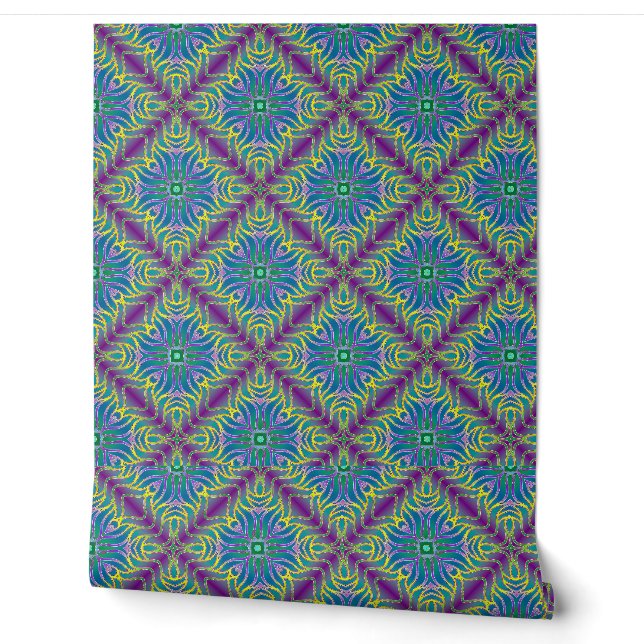 multicolored wavey tile wallpaper (Unrolling)