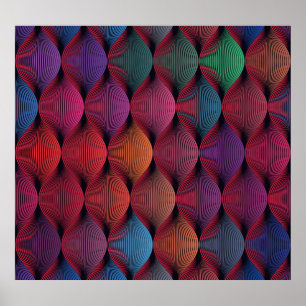 Multicolored Wavy Geometric Print