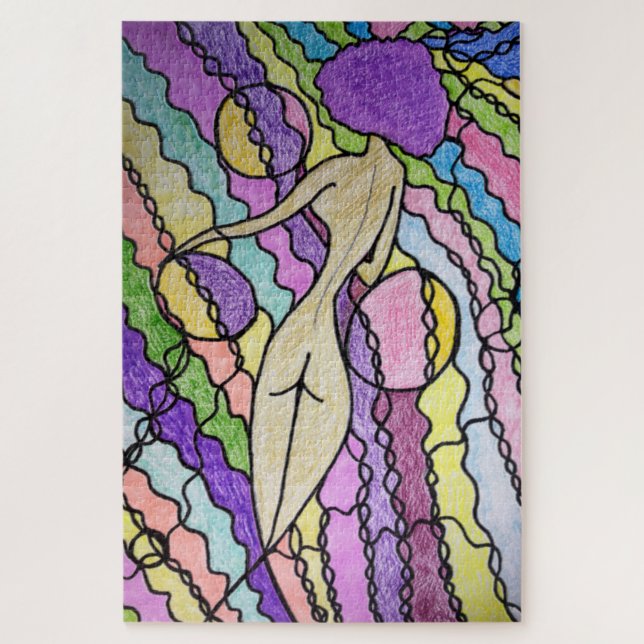 Multicolored Wind Abstract Modern Art Jigsaw Puzzle (Vertical)