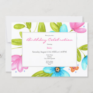 Multicolorful Watercolor Bouquet Invitation