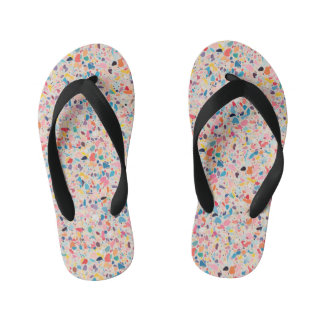 Multicolour Rainbow Terrazzo pattern Kid's Flip Flops