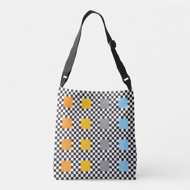 Multicoloured Checker Pattern and Big Squares Crossbody Bag (Back)