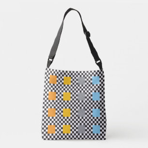 Multicoloured Chequered Pattern and Big Squares Crossbody Bag