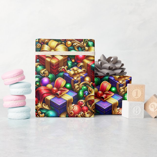 ~ Multicoloured Christmas Gifts ~  Wrapping Paper (Baby Shower)