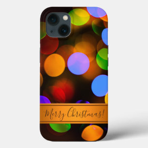Multicoloured Christmas Lights. Text Template iPhone 13 Case
