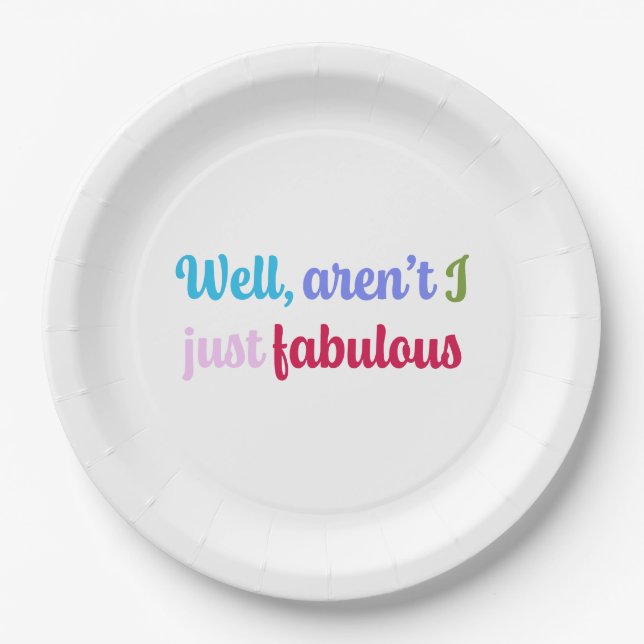 Multicoloured Cool Font and Sassy Saying Paper Plate (Front)