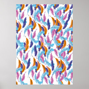 Multicoloured Feathers Poster