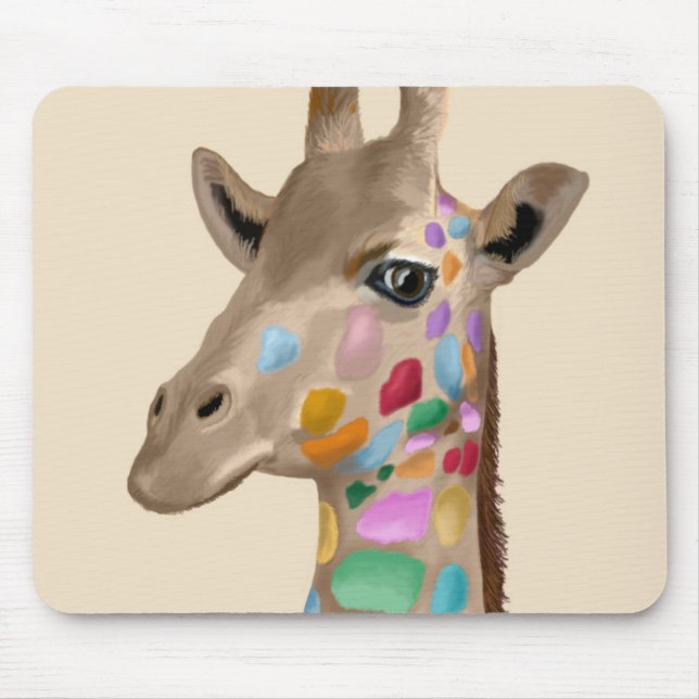 MultiColoured Giraffe Mouse Pad (Front)
