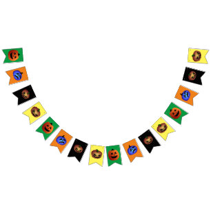 Multicoloured Halloween Girlande scary Pumpkins Bunting Flags